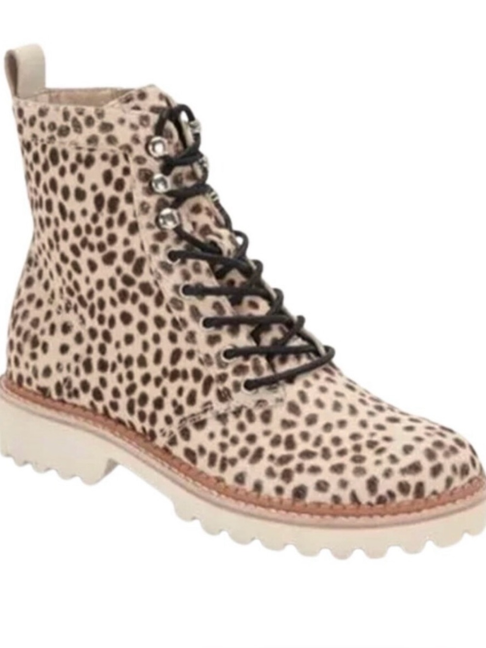 Dolce Vita Leopard Animal Print Combat Boots